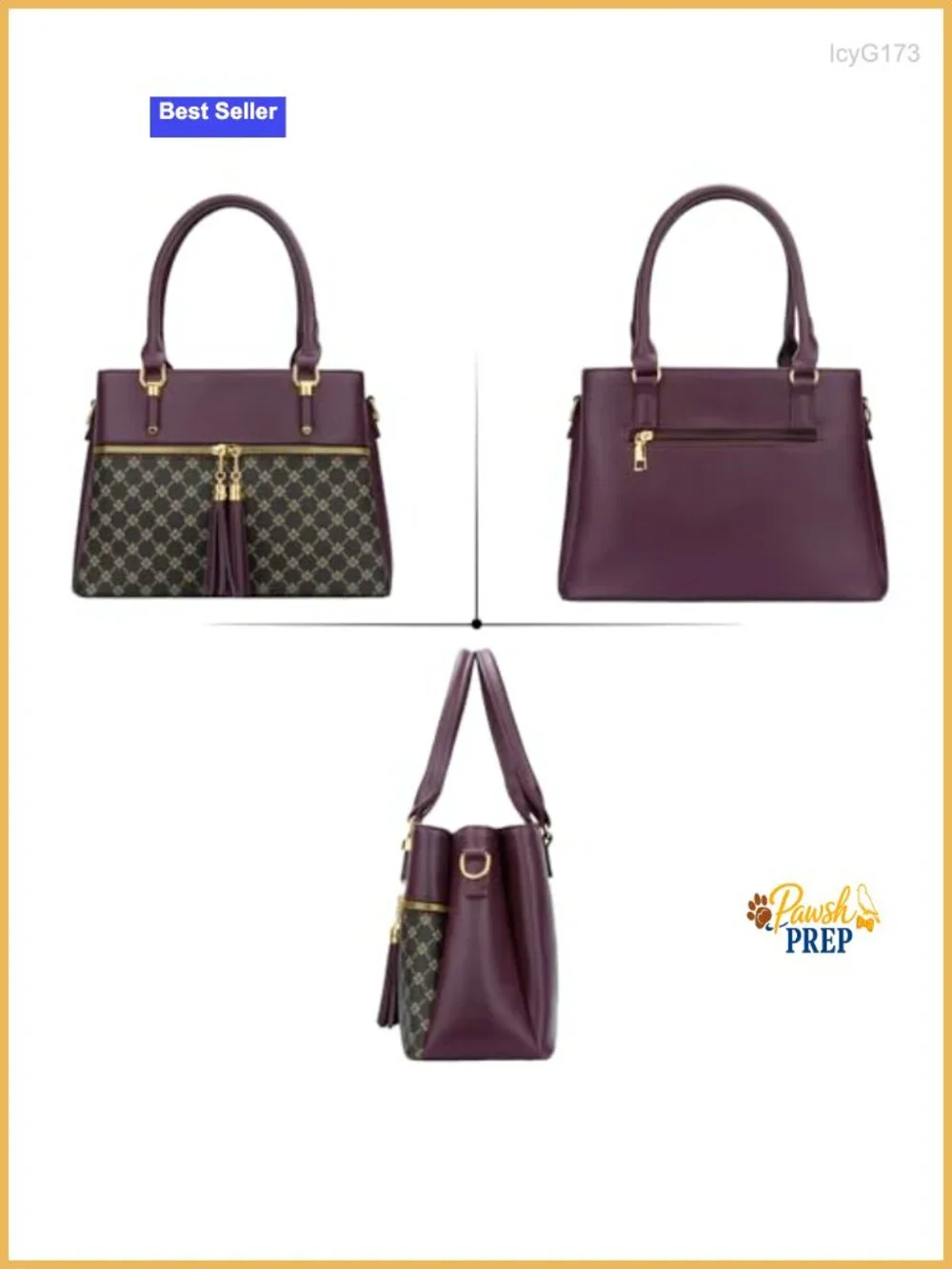 Women's Satchel Handbag PU Leather Top Handle 3 Compartments